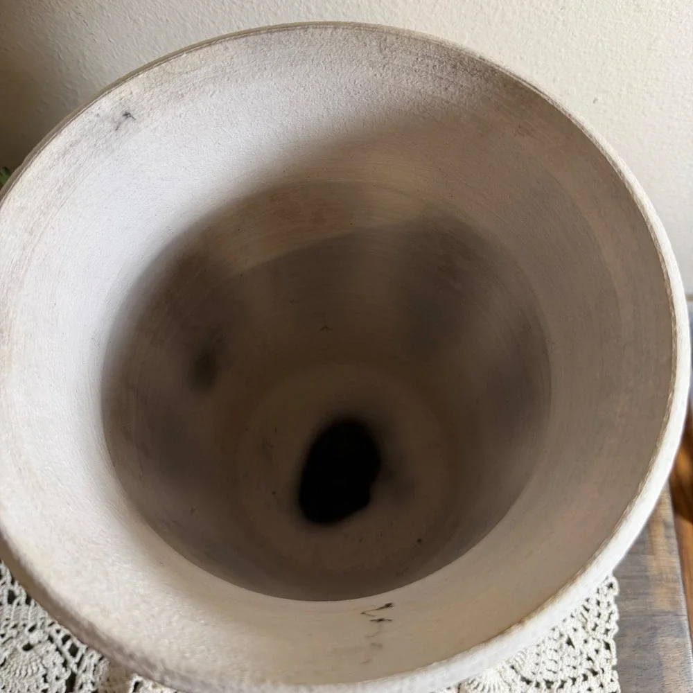 Vintage 2002 Signed Horsehair Feather Pottery Vase Octagonal Studio Art Ceramic